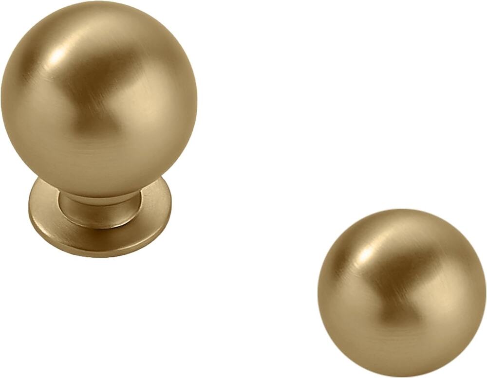 Khtmeware 10 Pack 1 Inch Brushed Gold Cabinet Knobs Brushed Brass-Brushed Gold